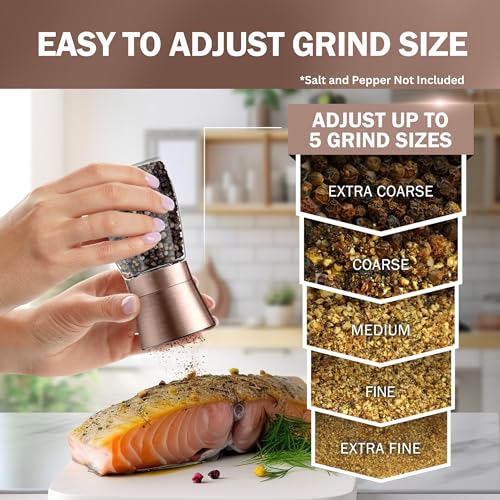 Original Copper Salt and Pepper Grinder Set of 2 (2pk / Copper Top/Clear Glass)