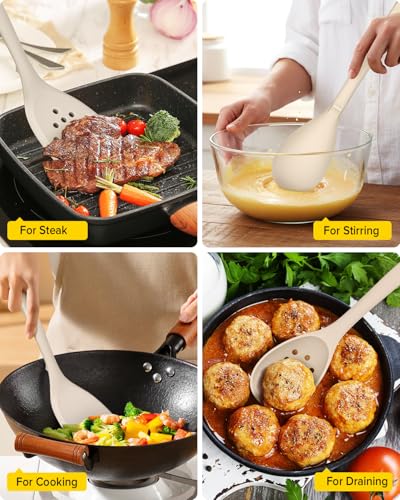 Silicone Cooking Utensils Set (Khaki)