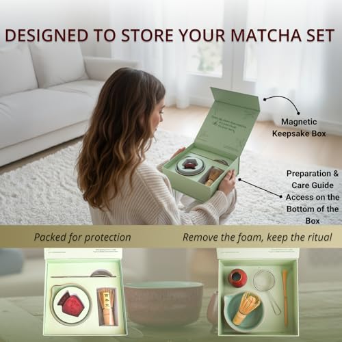 Premium Matcha Whisk Set with Spouted Ceramic Bowl