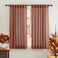 Linen Semi Sheer Curtains 63 inch Length for Living Room Office (Terracotta / 52"W x 63"L (Pack of 2))