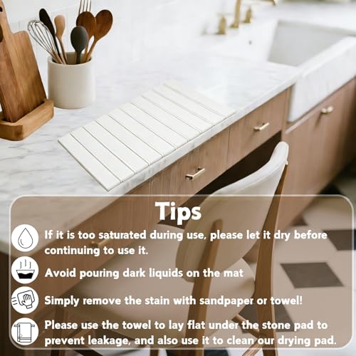 Large Dish Drying Mats for Kitchen Counter (White)