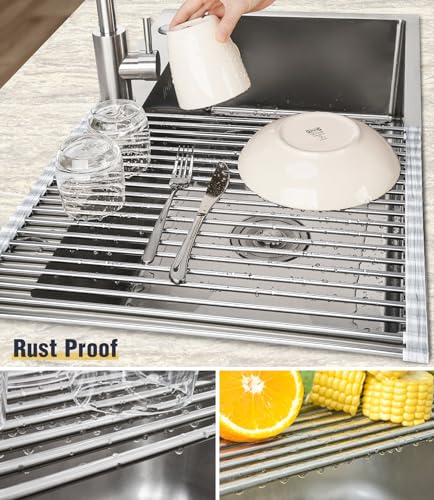 Roll Up Dish Drying Rack Over Sink (Marble / 21 x 15.5 in)