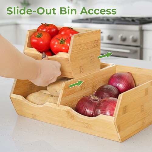 Bamboo Pantry Storage Bins (Medium ( 3 Pack ))