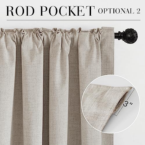 Natural Beige 100% Blackout Curtains 63 Inch Long for Bedroom (Natural Beige / 52"W x 63"L (Pack of 2))