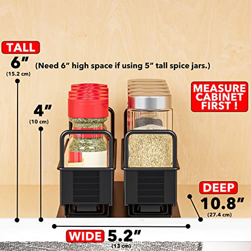 Pull Out Spice Rack Organizer for Cabinet (Two 2"W Drawers, 1-Tier)