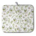 Easter Bunny Floral Drying Mat for Kitchen Counter Spring Easter Rabbits Green Leaves Dry Dish Mat Absorbent Microfiber Dish Draining Washable Dish Drainer Rack Mat 16x18 Inch (Easter Bunny Green / 16" x 18")