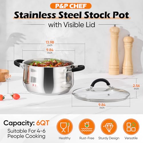 6 Quart Stainless Steel Stock Pot (6 Quarts)