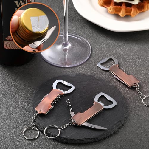 24 Pcs Wine Bottle Opener Keychains Bulk (Red Bronze Color)