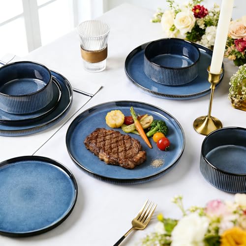 Stoneware Dinnerware Sets for 4 (Midnight Blue / 4-Set(12pcs))