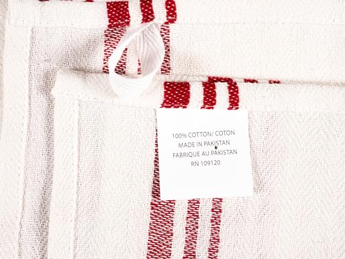 Assorted Flat Kitchen Towels (Red / 18 x 28 - 10 Pack)