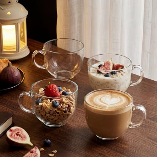 12 Pack Glass Coffee Mugs with Handles (Minimalist)
