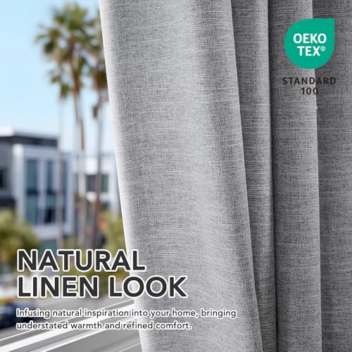 Faux Linen 100% Blackout Curtains with Hidden Tabs & Pleat Tape (Grey/100% Blackout / 50"W x 84"L (Pack of 2))