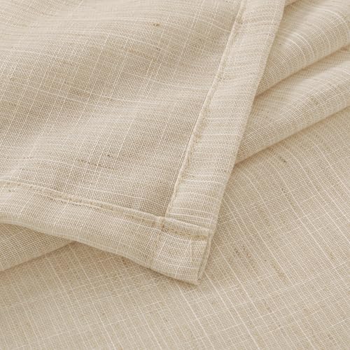Linen Curtains 98 Inches Long for Living Room (Natural / 52"W x 98"L (Pack of 2))