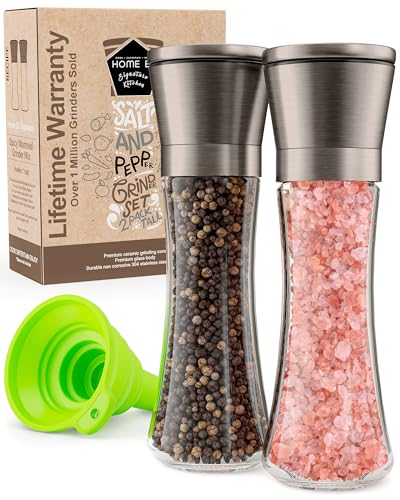 Original Gun Metal Bronze Salt and Pepper Grinder Set of 2 (Gunmetal Bronze Top/Clear Glass / 2pk)