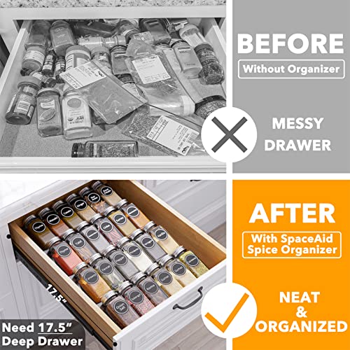 Spice Drawer Organizer with 24 Spice Jars (24 Jars, 11.25" Wide)