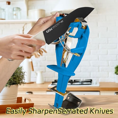 Stainless Steel Knife Sharpener Tool with Bracket (Blue)