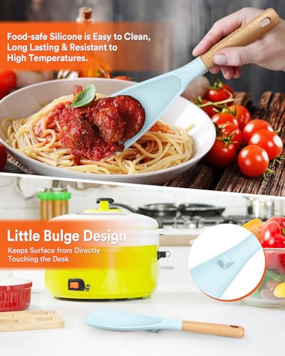 Cooking Spoon and Rice Scooper for Nonstick Cookware (Blue)