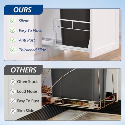 Pull Out Trash Can Cabinet with Soft (Single / Silver)