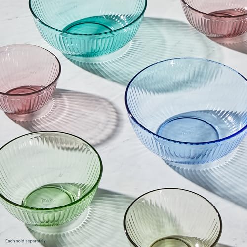 Colors (3-Pack) Sculpted Tinted Glass Mixing Bowls with Plastic Lids (3 Pack, Small/Medium/Large, With Lids / Pink, Green, Blue)