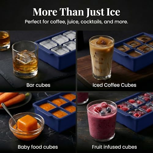 Large Silicone Ice Cube Tray (Navy Blue / 2-Pack)