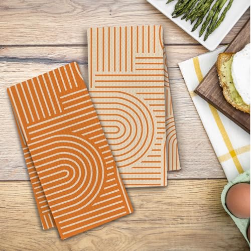 Abstract Boho Orange Kitchen Towels (Orange / Casual)
