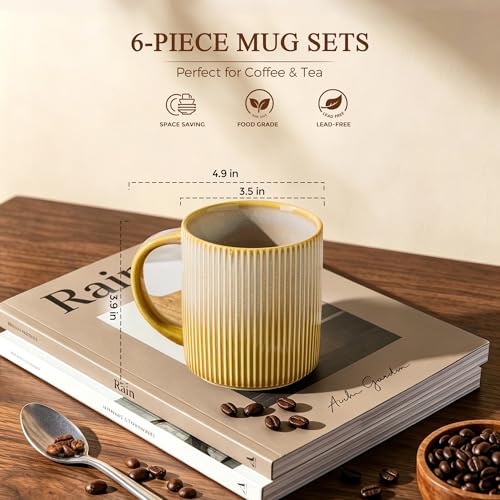 Ceramic Coffee Mugs Set of 6 (Autumn Haze / 14 OZ (Set of 6))