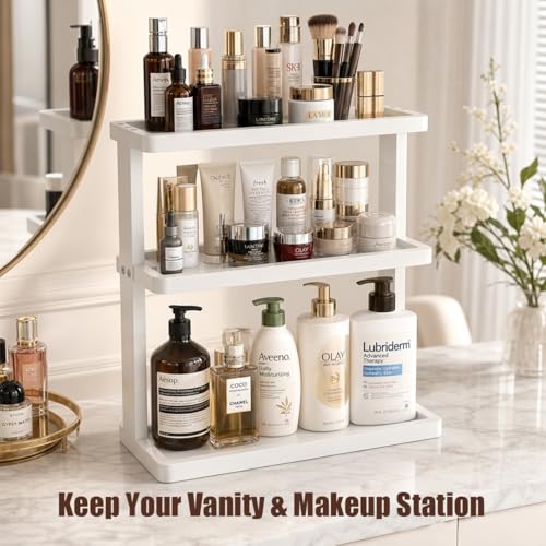 Bamboo Bathroom Organizer Countertop (White)