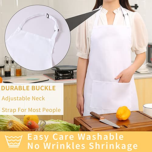 2 Pack Adjustable Bib Apron (Polyester-white)