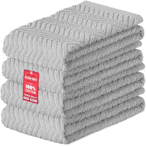 100% Cotton Kitchen Towels 15x25 in (Gray)