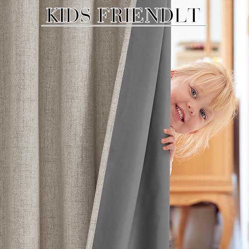 Natural Beige 100% Blackout Curtains 63 Inch Long for Bedroom (Natural Beige / 52"W x 63"L (Pack of 2))