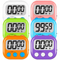 Digital Kitchen Classroom Timers for Kids Cooking 6pcs MulticolorA (White & Black & Pink & Green & Orange & Purple)
