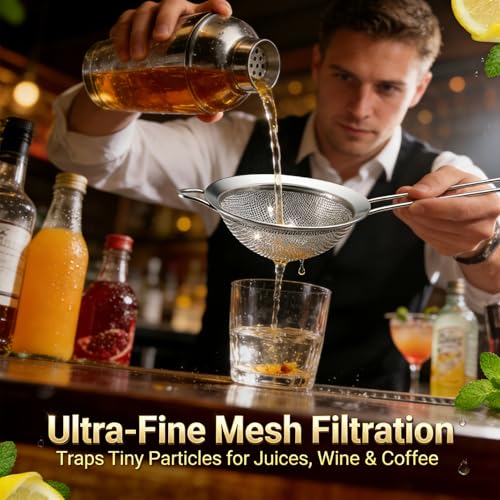 Fine Mesh Strainers (2.8" + 4.73" + 7.09" Diameter (Set of 3))