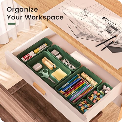 Tool Box Organizer Tray Divider Set Drawer Organizer (5 Size / Green)