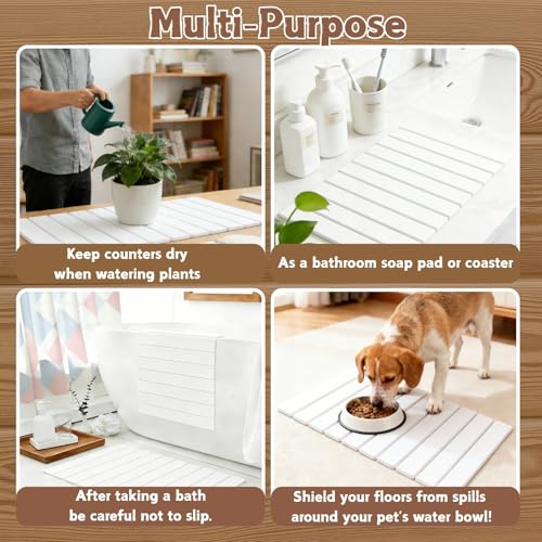 Large Dish Drying Mats for Kitchen Counter (White)