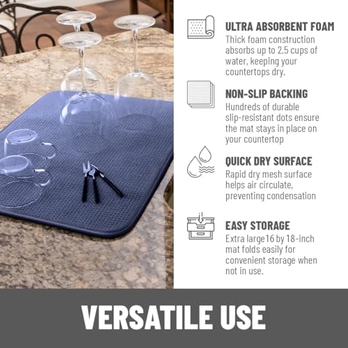 Dish Drying Mat (Navy / 16" x 18")