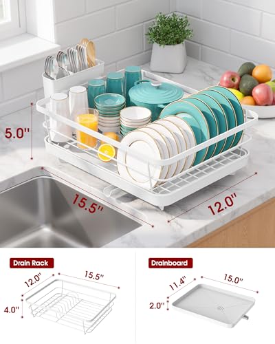 Dish Drying Rack (White / 15.6"D x 12"W x 5"H)