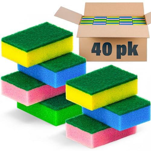 40 Kitchen Scrub Sponges (Multicolor)
