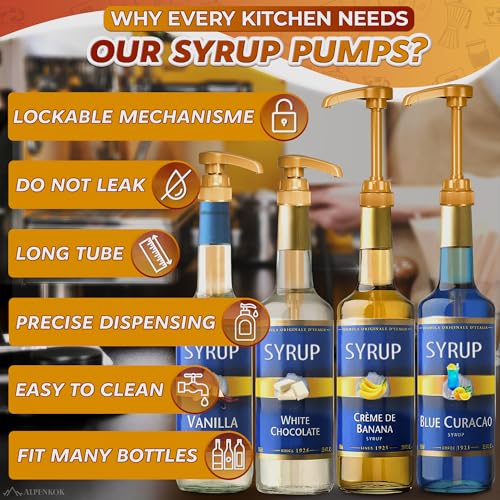 4 Pcs Coffee Syrup Pump (Gold 4-pack)