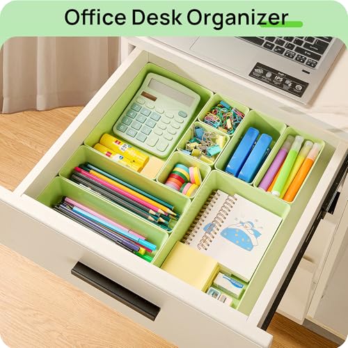25 Pack Plastic Drawer Organizers with Non (Light Green)