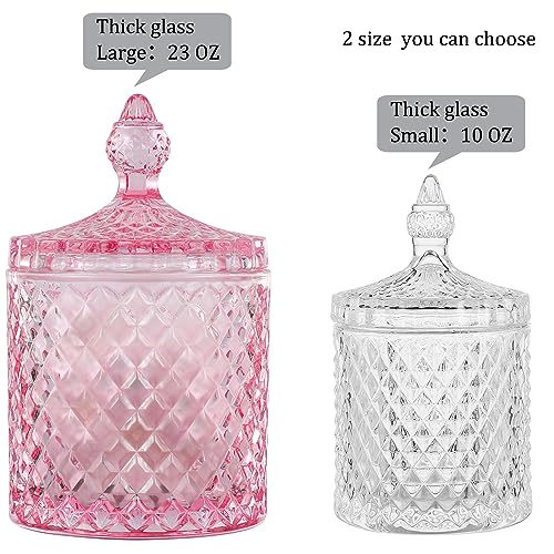 2 Pack Qtip Holder Apothecary Jars with Lid (23 oz (2 pack) / Pink)