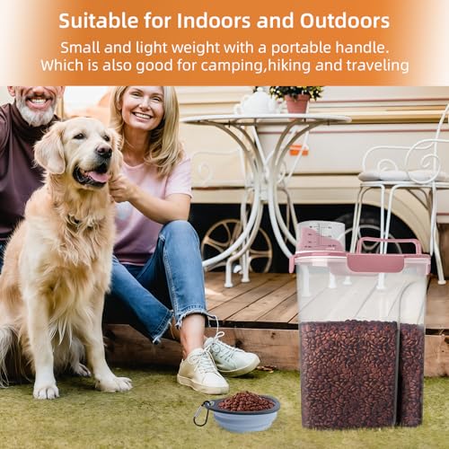 5Lbs Airtight Pet Storage Container For Cat Dog Bird Food and Keep Fresh (Rose pink / 5L-2pack)