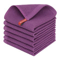 100% Cotton Waffle Weave Kitchen Dish Cloths 6 (Purple / 12 X 12 - 6 Pack)