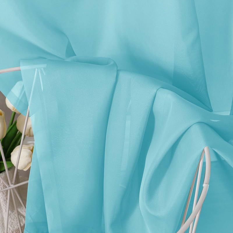 Aqua Sheer Curtains 96 Inches Long 2 Panels (Aqua / 42"W x 96"L (Pack of 2))