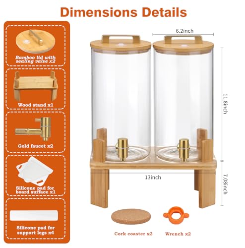 1.5 Gallon 2 PACK Glass Drink dispenser