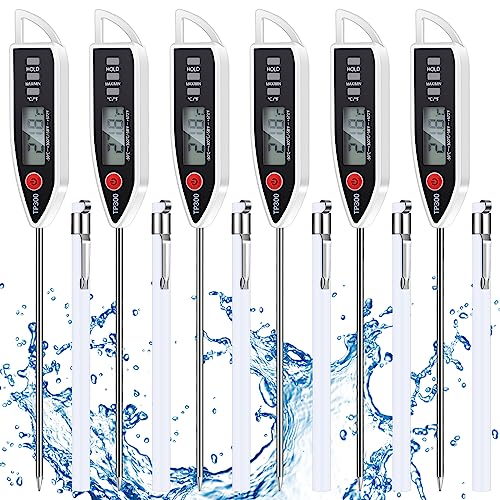6 Set Digital Food Thermometer Long Probe Instant (White)