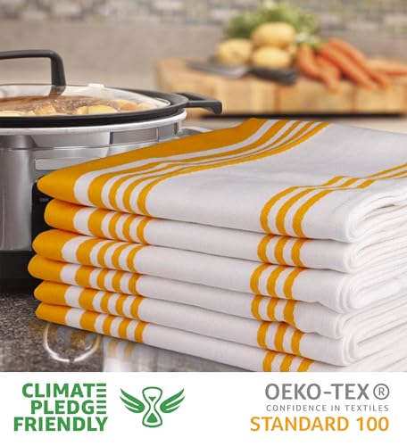 Kitchen Towels Cotton Dish Towels 20”x30” (20" x 30" (Set of 6) / 014 Yellow/White)