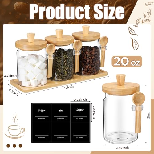 3 Pcs Glass Coffee Container Set (20 oz)