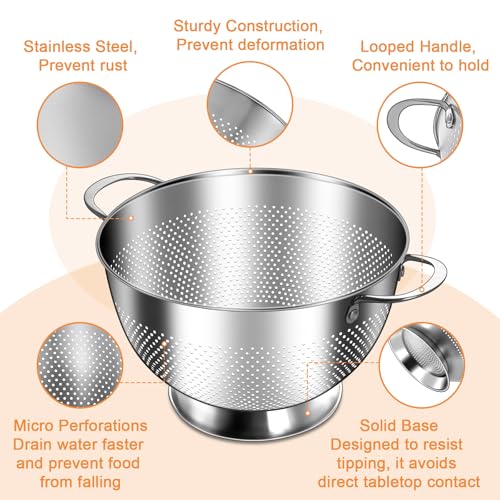 Stainless Steel Colander Set of 3 (1.5/3/5 QT)