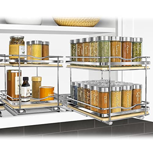 lite™ Pull Out Spice Organization for Cabinets (Wood / 8-1/4" - 2 Tier)