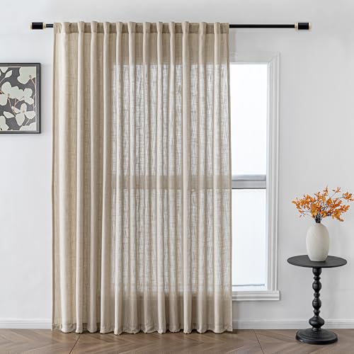 Boho Curtains Farmhouse Living Room Curtain Drapes (100"W x 90"L (Pack of 1) / Taupe)